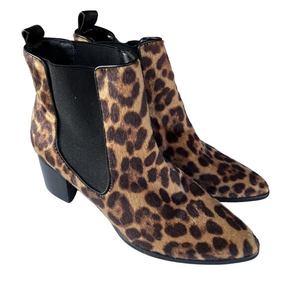 NINE WEST Hartyn Leopard Ankle Boots Pointed Toe Slip-on Booties Size 8 - Picture 11 of 13